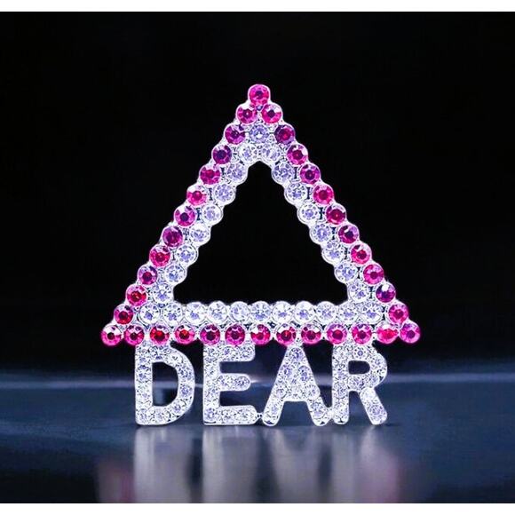 Delta Sigma Theta Brooch Red Rhinestone Rectangle Featuring DEAR - Picture 1 of 4